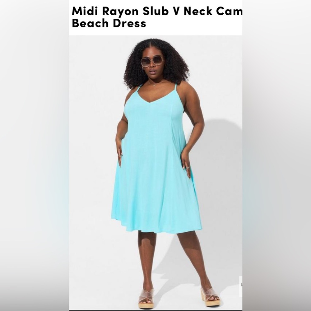 TORRID Midi Rayon Slub V Neck Cami Beach Dress 1X